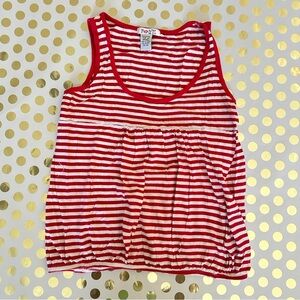 Pout Red and White Striped Sleeveless Top